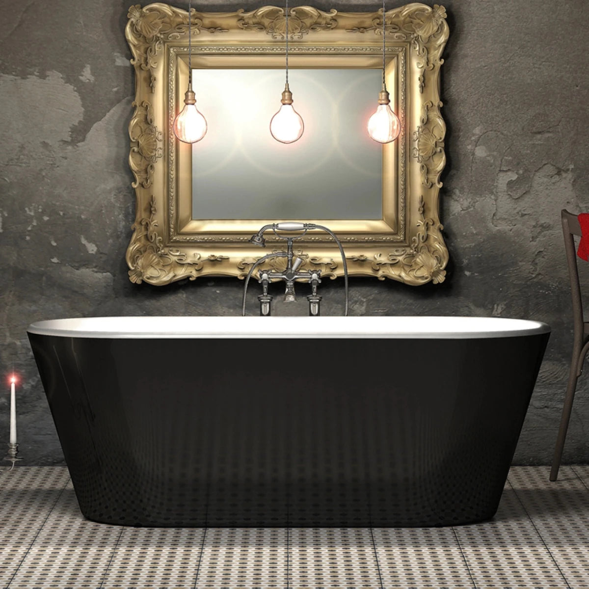Charlotte Edwards Grosvenor Oval Freestanding Bathtub in Gloss Black