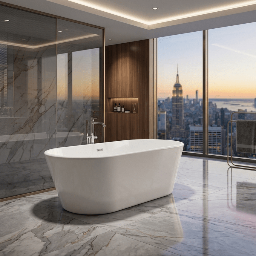 Charlotte Edwards Grosvenor Oval Freestanding Bathtub in Gloss White