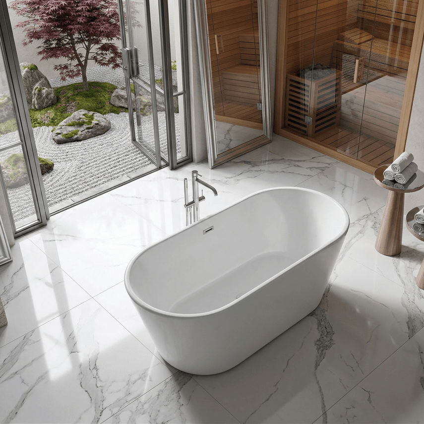 Charlotte Edwards Grosvenor Oval Freestanding Bathtub in Gloss White
