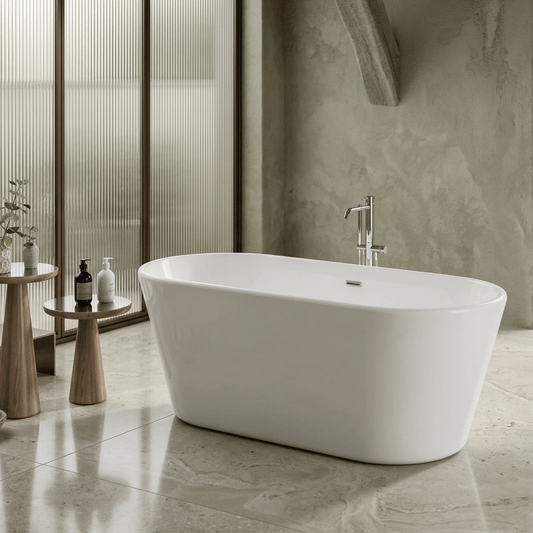 Charlotte Edwards Grosvenor Oval Freestanding Bathtub in Gloss White