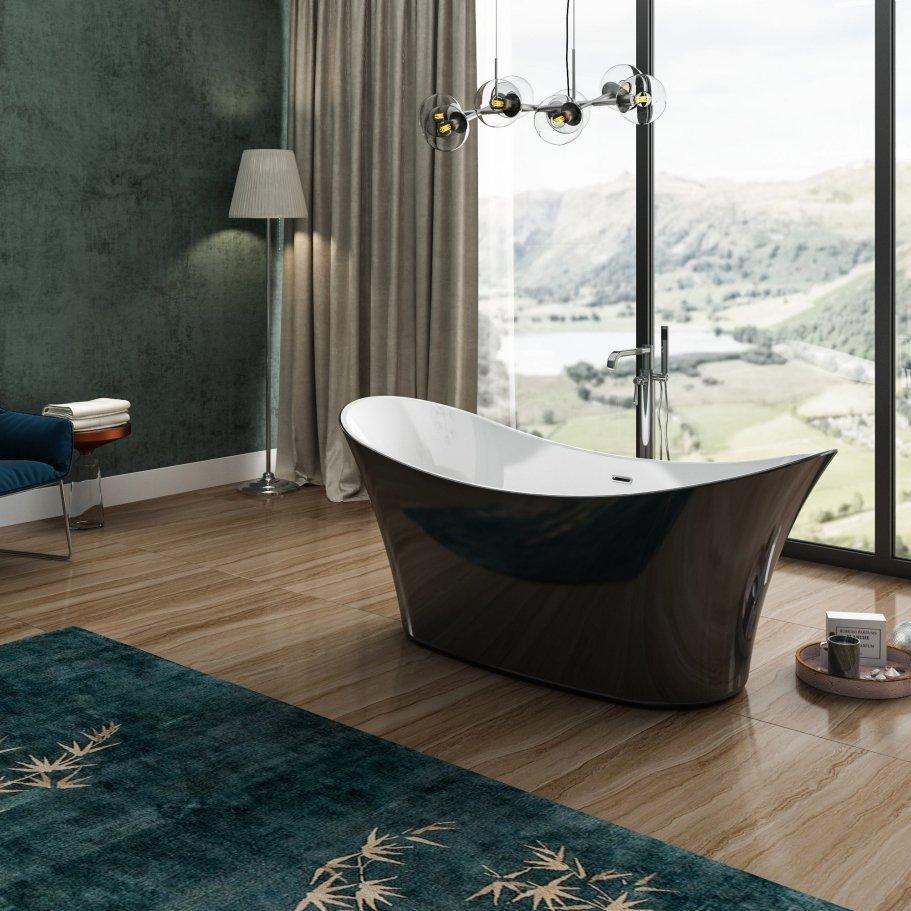 Charlotte Edwards Harrow Oval Freestanding Bathtub in Gloss Black