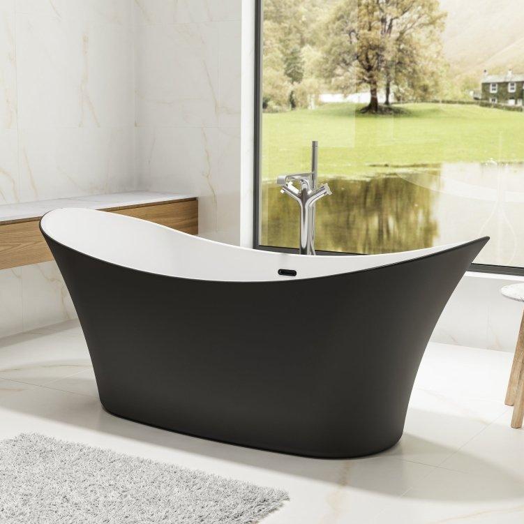 Charlotte Edwards Harrow Oval Freestanding Bathtub in Matt Black