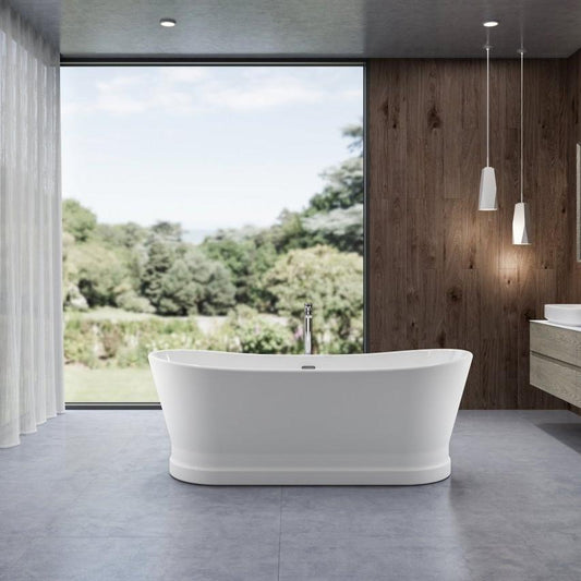 Charlotte Edwards Jupiter Oval Freestanding Bathtub in Gloss White