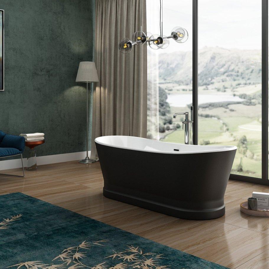 Charlotte Edwards Jupiter Oval Freestanding Bathtub in Matt Black