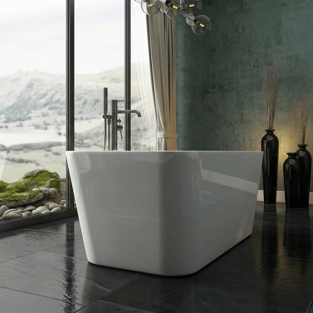 Charlotte Edwards Leda Rectangular Freestanding Bathtub in Gloss White
