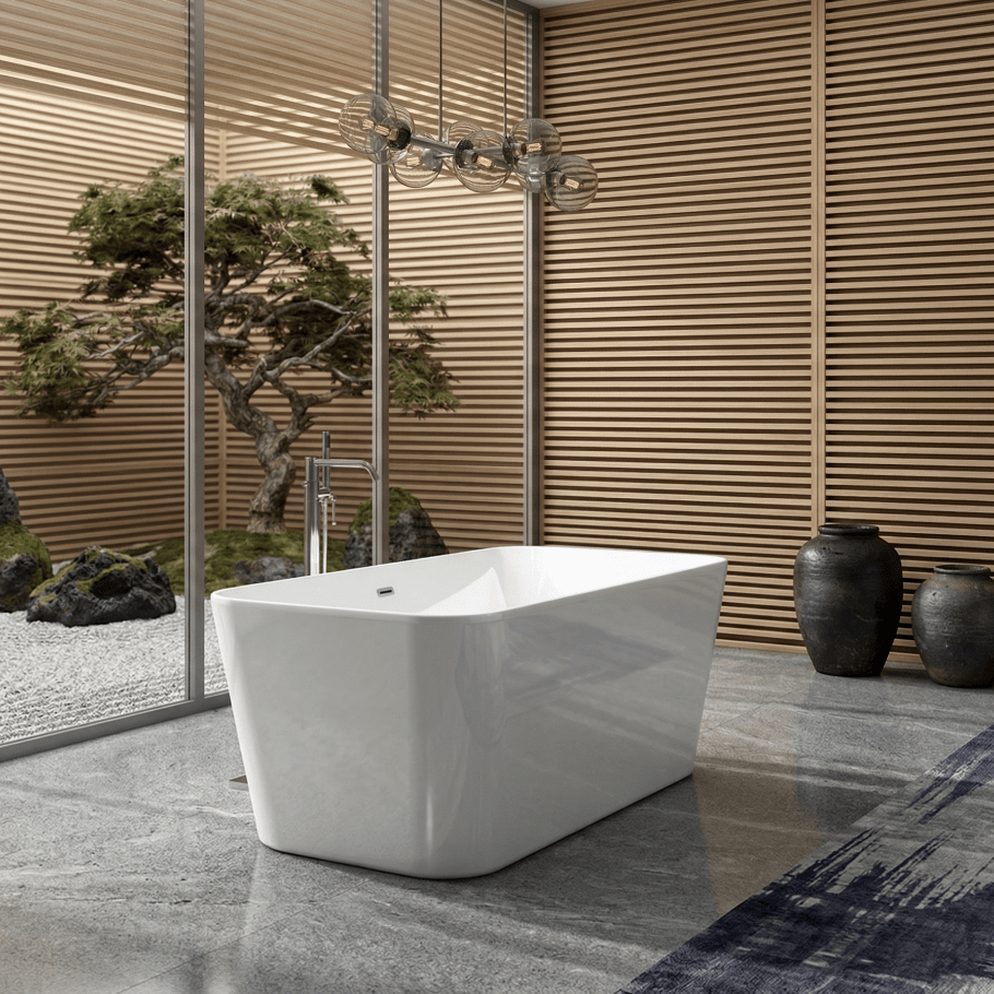 Charlotte Edwards Leda Rectangular Freestanding Bathtub in Gloss White
