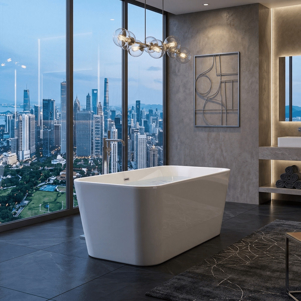 Charlotte Edwards Leda Rectangular Freestanding Bathtub in Gloss White