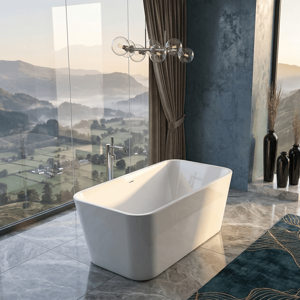 Charlotte Edwards Leda Rectangular Freestanding Bathtub in Gloss White
