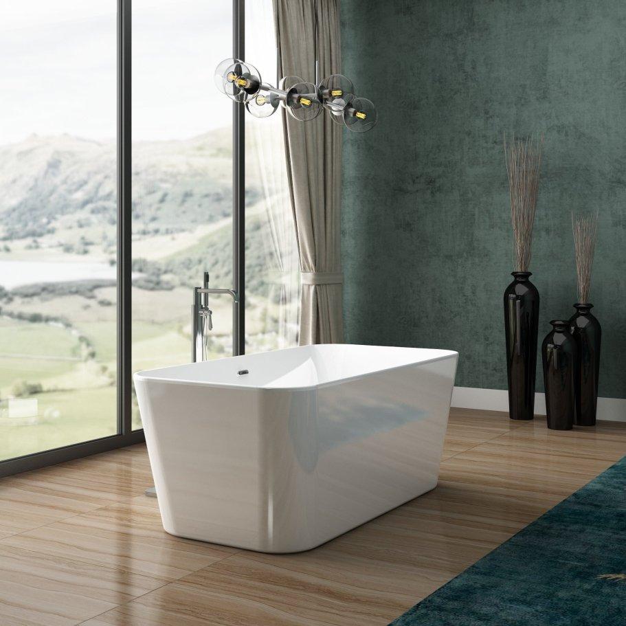 Charlotte Edwards Leda Rectangular Freestanding Bathtub in Gloss White