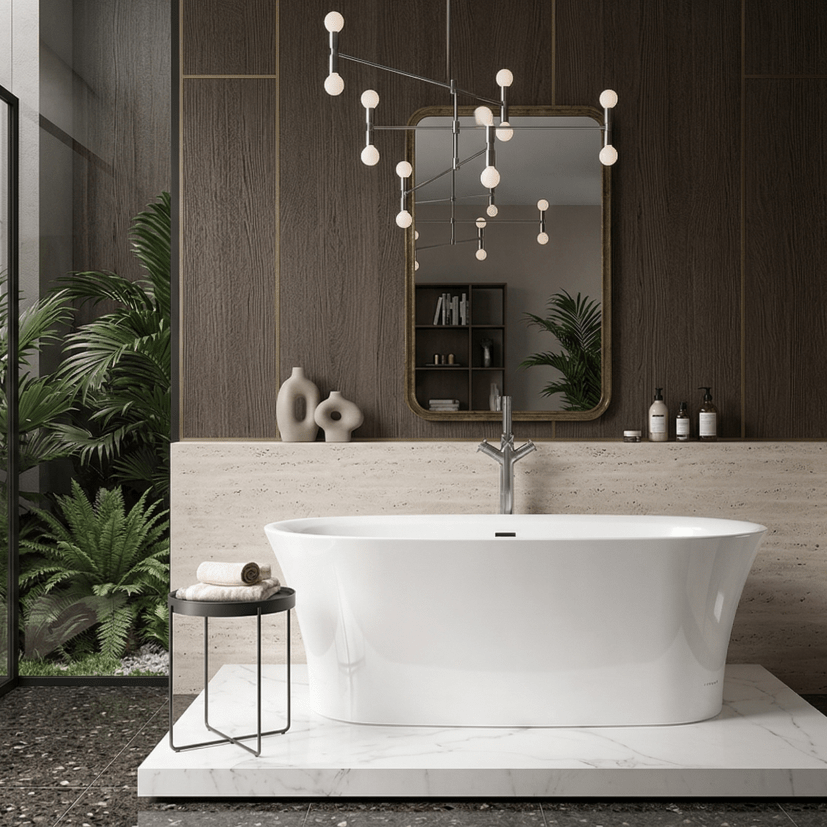 Charlotte Edwards Luna Rectangular Freestanding Bathtub in Gloss White