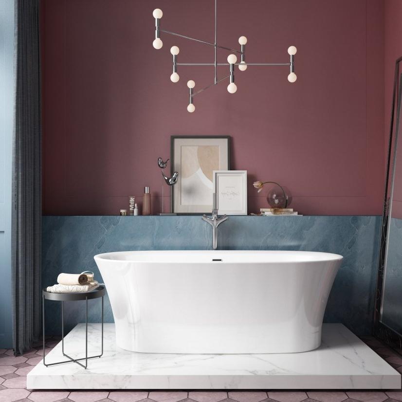 Charlotte Edwards Luna Rectangular Freestanding Bathtub in Gloss White