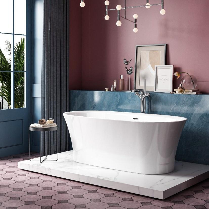 Charlotte Edwards Luna Rectangular Freestanding Bathtub in Gloss White