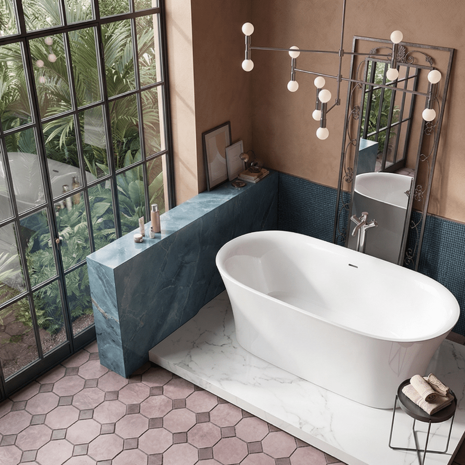 Charlotte Edwards Luna Rectangular Freestanding Bathtub in Gloss White