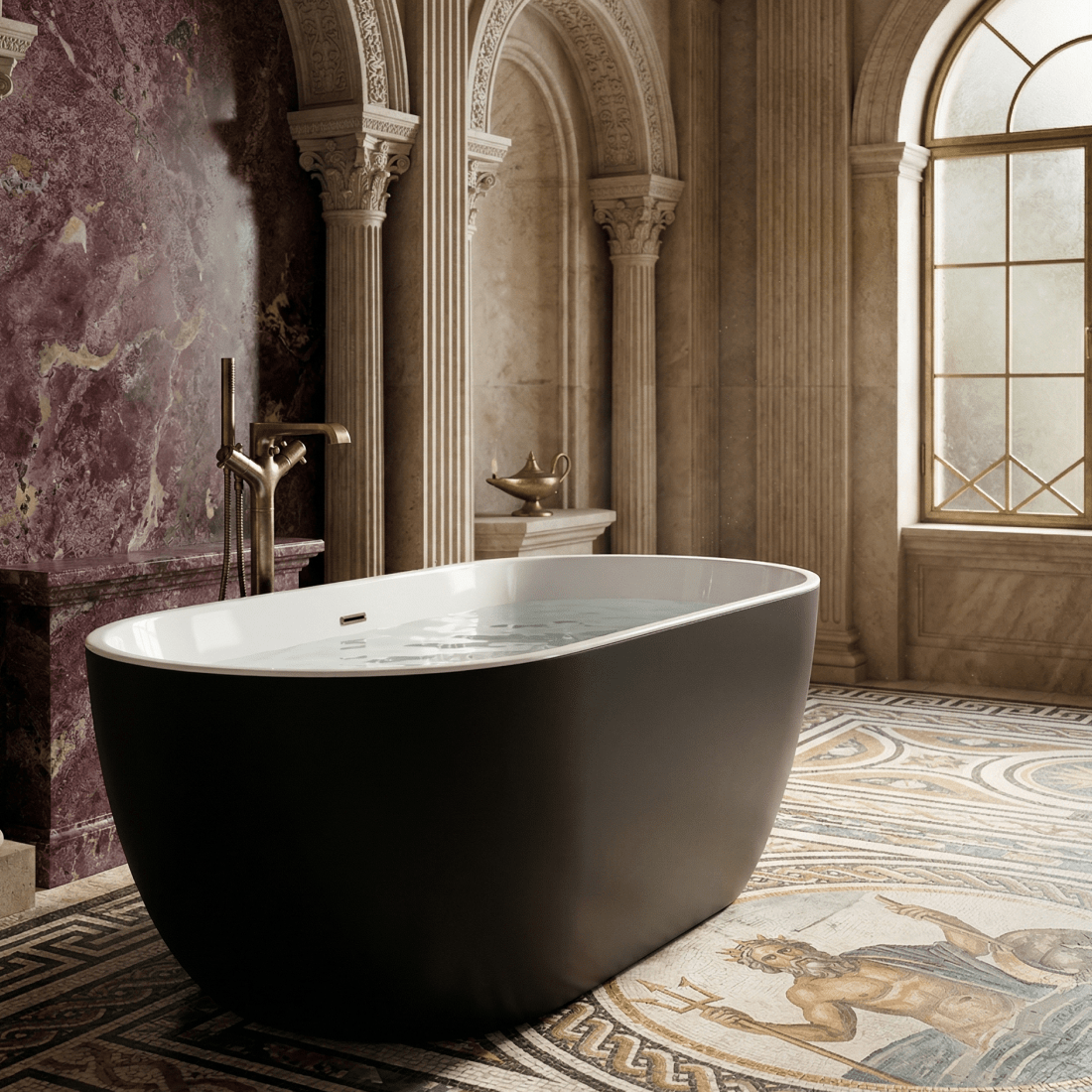Charlotte Edwards Mayfair Oval Freestanding Bathtub in Gloss Black