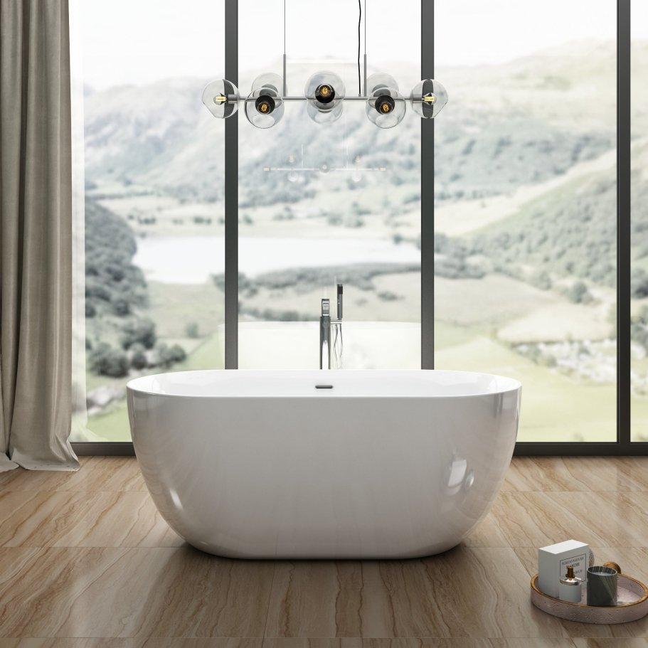 Charlotte Edwards Mayfair Oval Freestanding Bathtub in Gloss Black