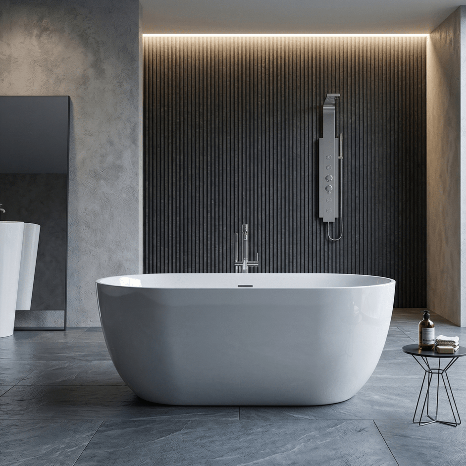 Charlotte Edwards Mayfair Oval Freestanding Bathtub in Gloss Black