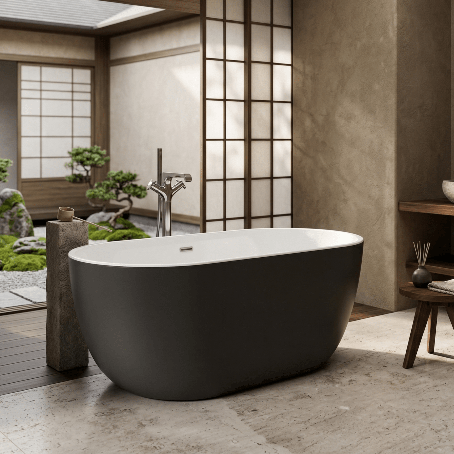 Charlotte Edwards Mayfair Oval Freestanding Bathtub in Matt Black
