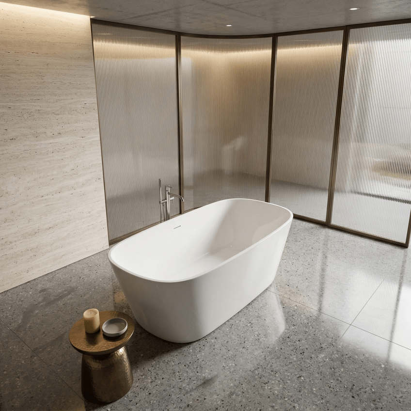 Charlotte Edwards Mimas Oval Freestanding Bathtub in Gloss White
