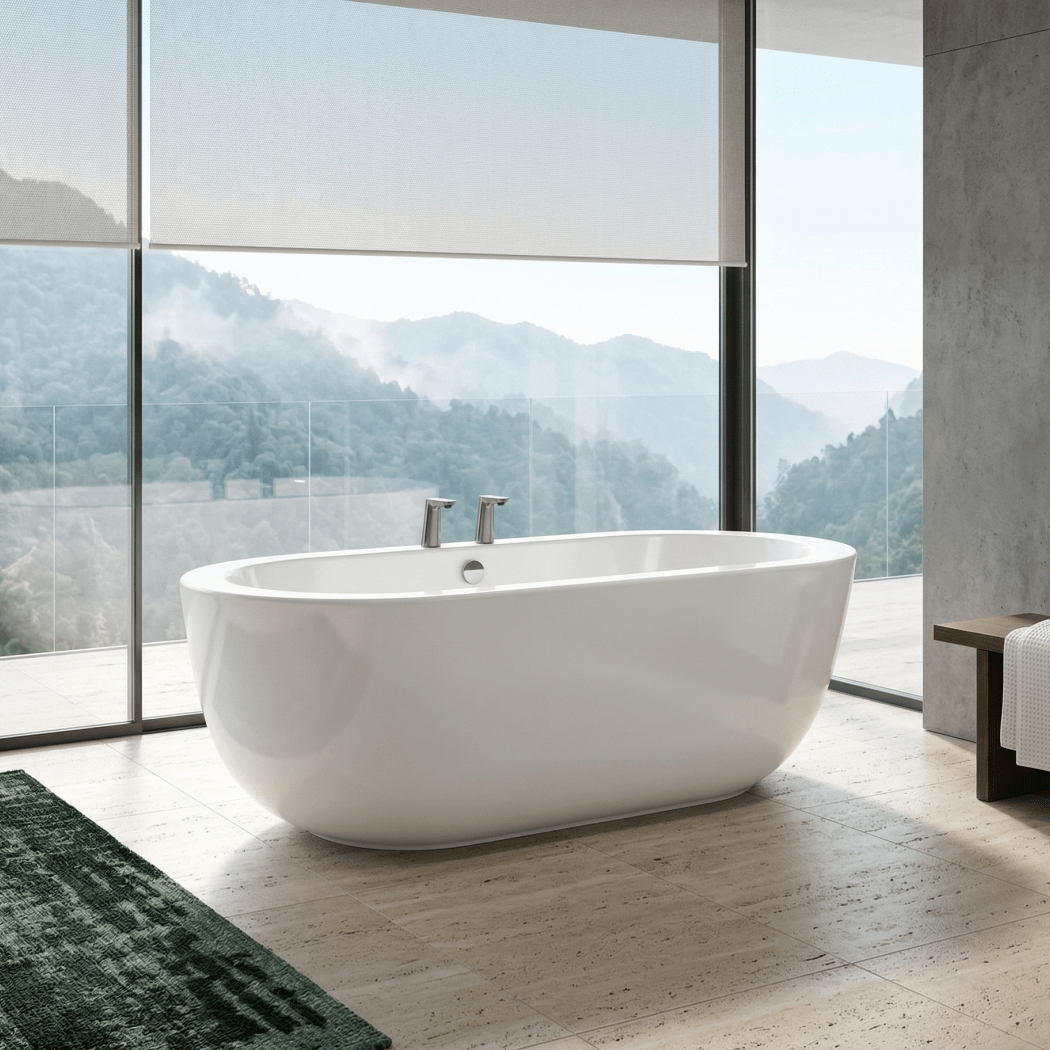 Charlotte Edwards Olympia Oval Freestanding Bathtub in Gloss White