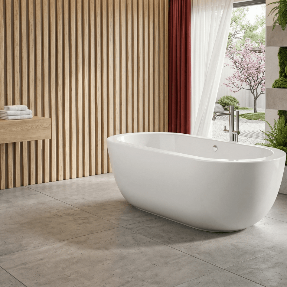 Charlotte Edwards Olympia Oval Freestanding Bathtub in Gloss White