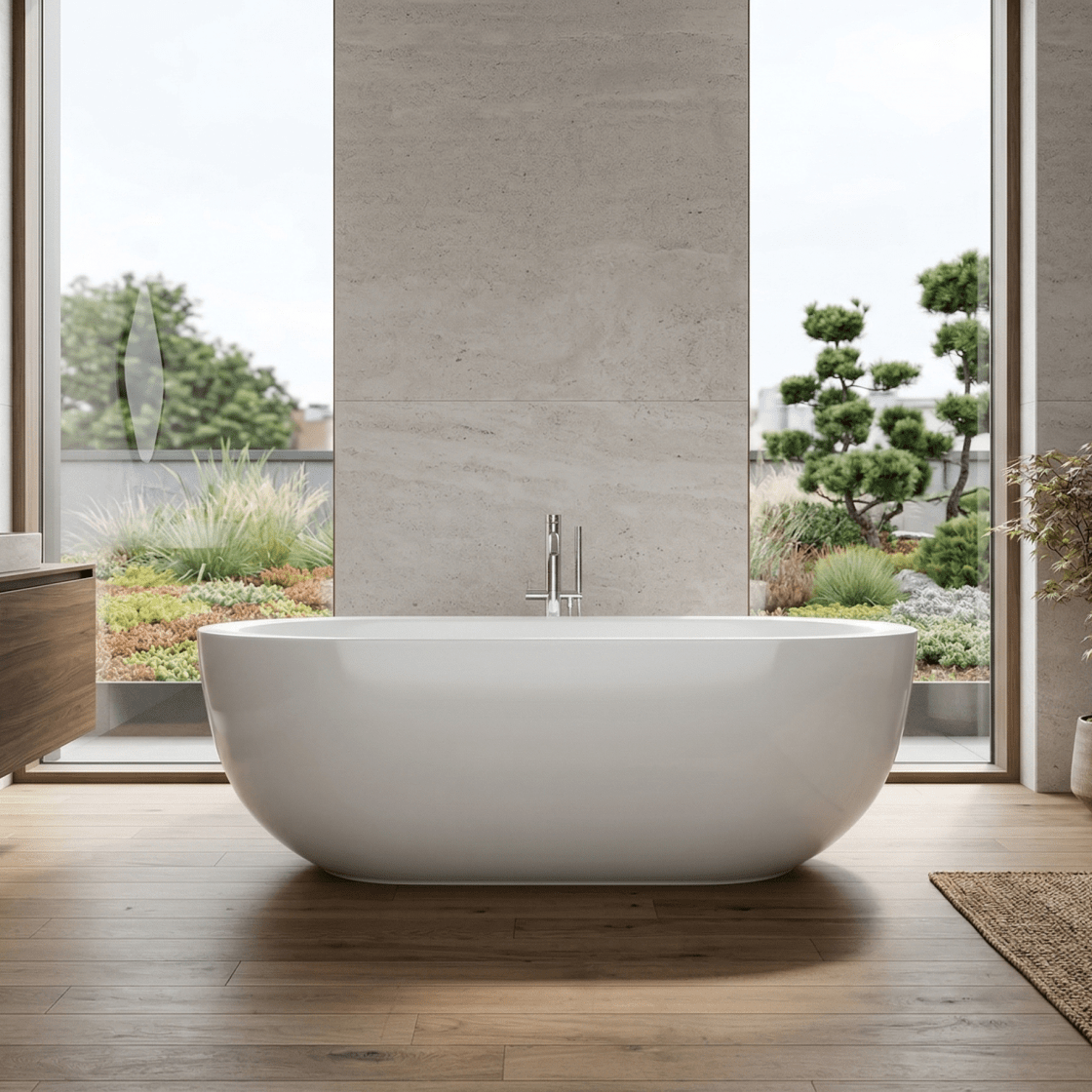 Charlotte Edwards Olympia Oval Freestanding Bathtub in Gloss White