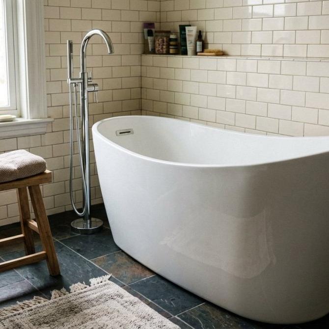 Charlotte Edwards Portobello Oval Freestanding Bathtub in Gloss Black