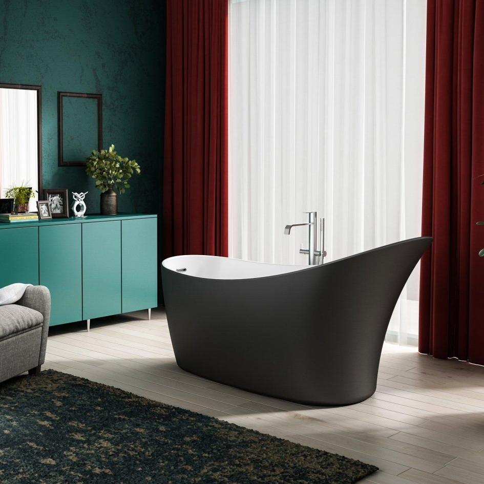 Charlotte Edwards Portobello Oval Freestanding Bathtub in Matt Black