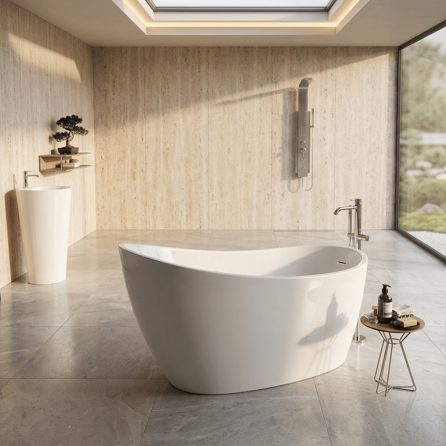 Charlotte Edwards Proteus Oval Freestanding Bathtub in Gloss White