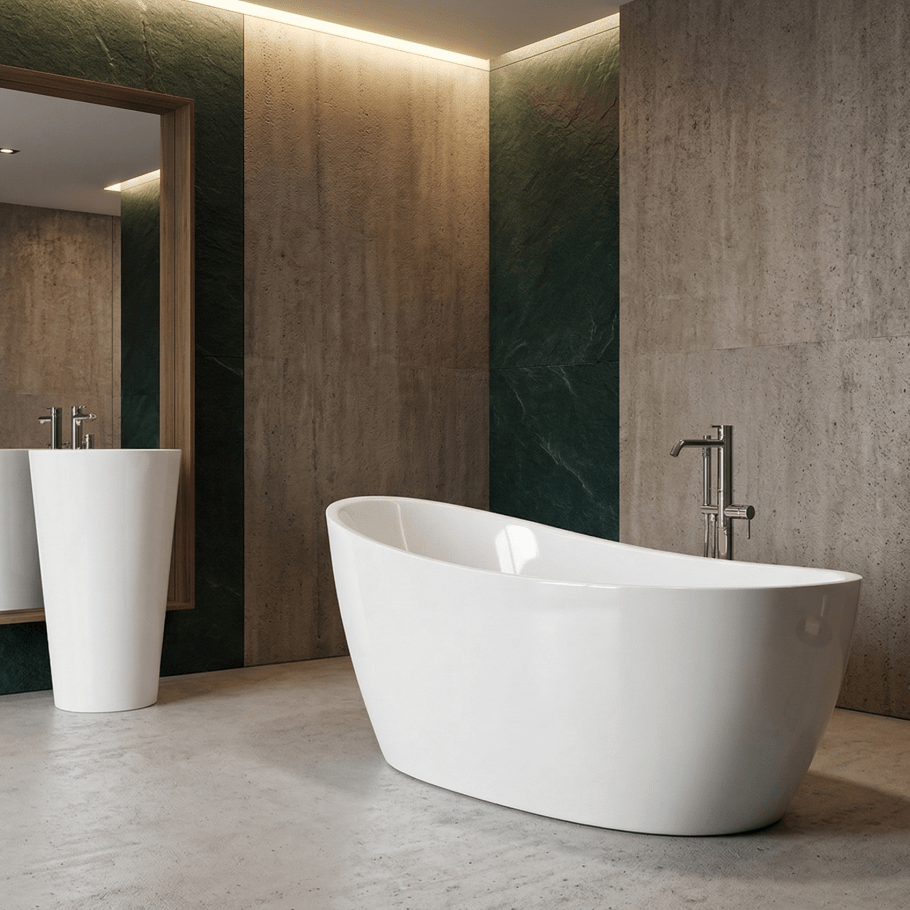 Charlotte Edwards Proteus Oval Freestanding Bathtub in Gloss White
