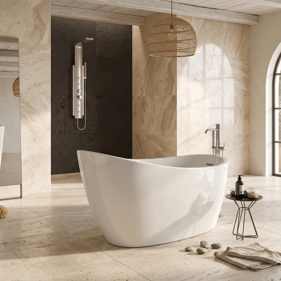 Charlotte Edwards Proteus Oval Freestanding Bathtub in Gloss White