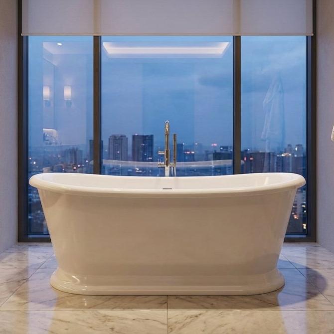 Charlotte Edwards Rosemary Oval Freestanding Bathtub in Gloss Black