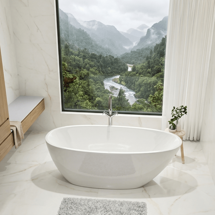 Charlotte Edwards Ruby Teardrop Freestanding Bathtub in Gloss White