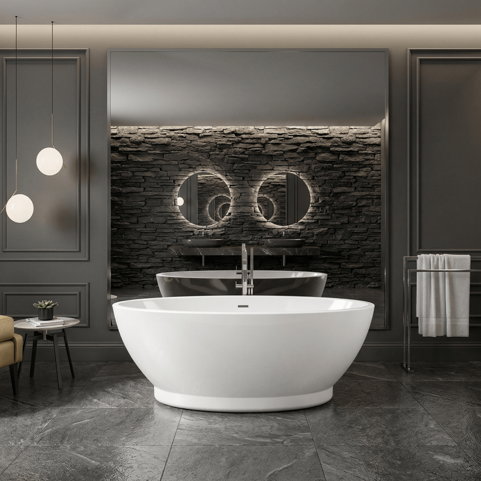 Charlotte Edwards Shard Oval Freestanding Bathtub in Gloss White