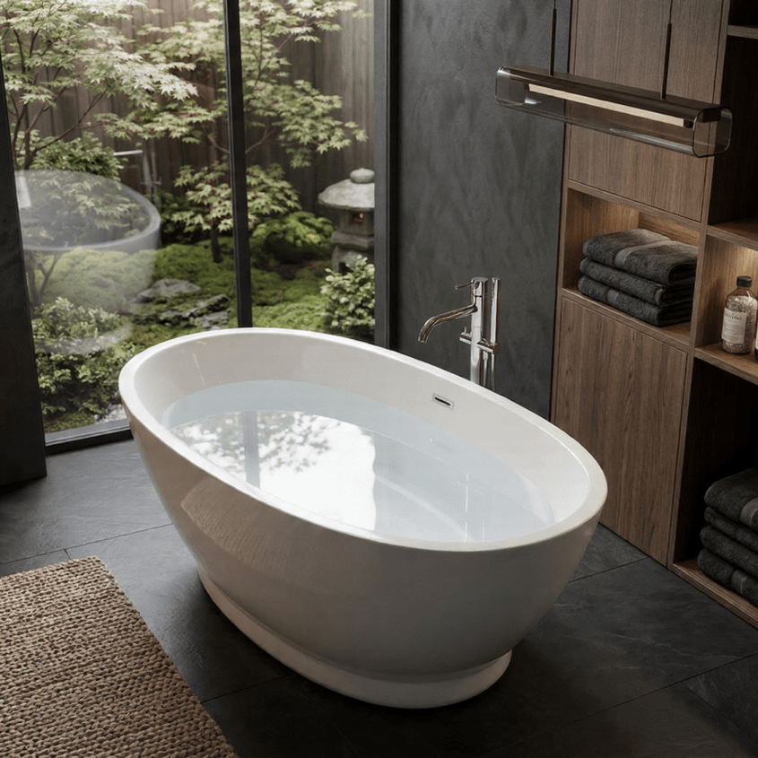 Charlotte Edwards Shard Oval Freestanding Bathtub in Gloss White
