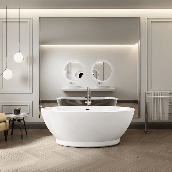 Charlotte Edwards Shard Oval Freestanding Bathtub in Gloss White