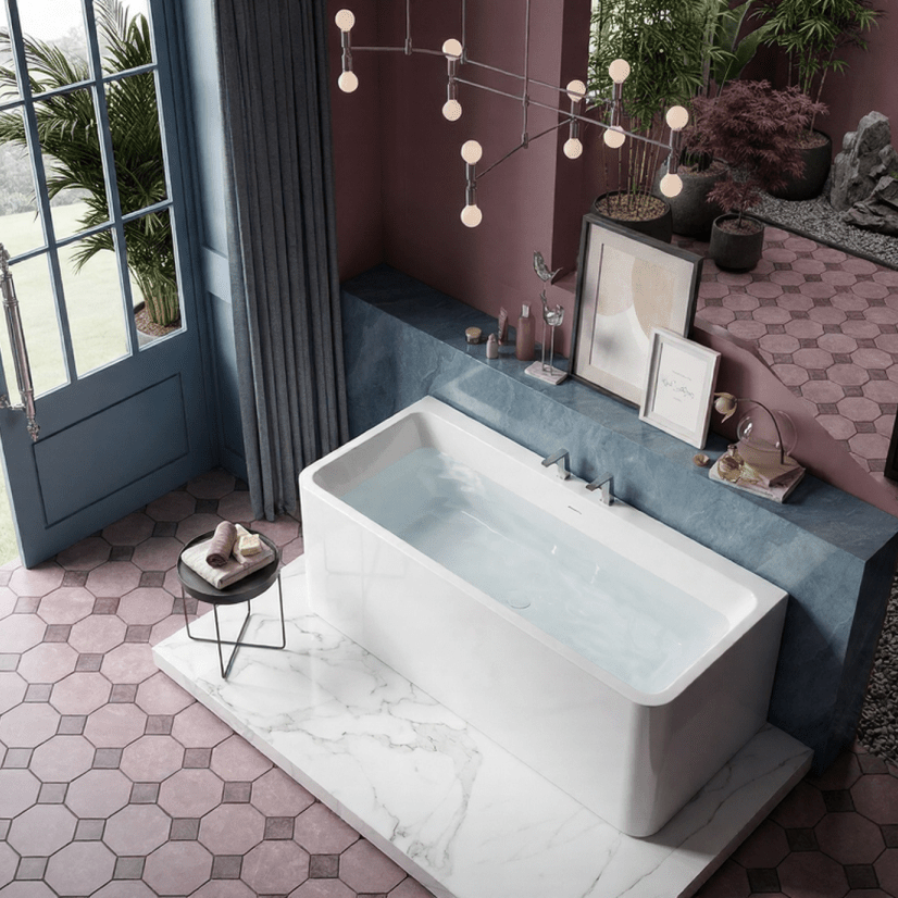 Charlotte Edwards Stratford Rectangular Freestanding Bathtub in Gloss White