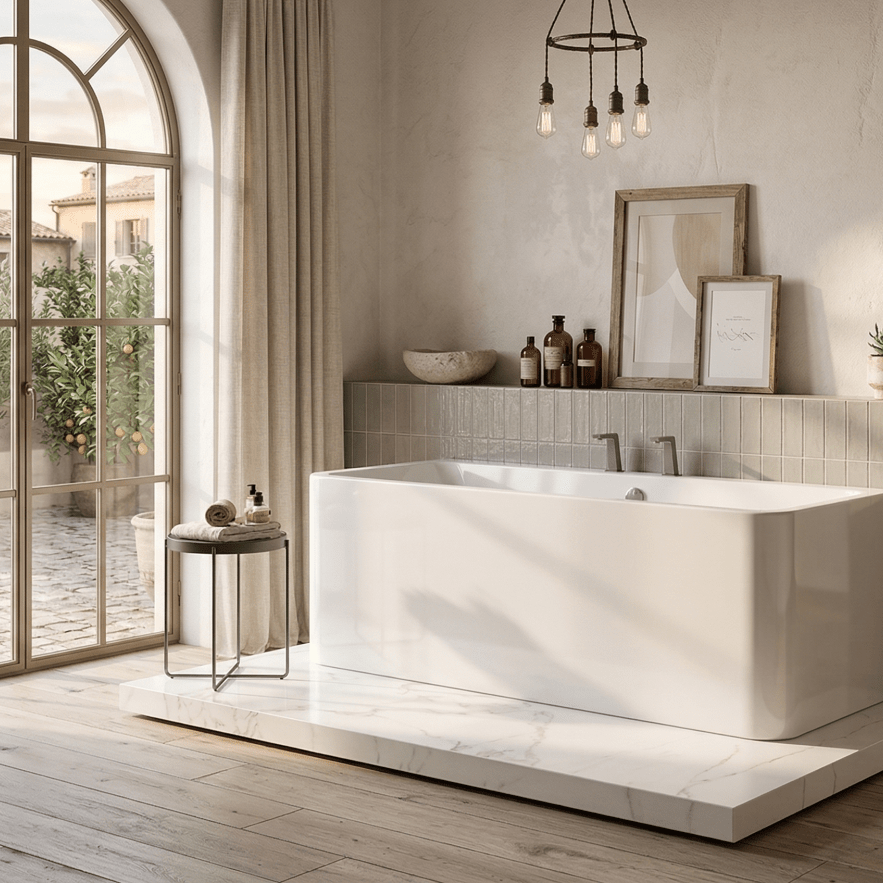 Charlotte Edwards Stratford Rectangular Freestanding Bathtub in Gloss White