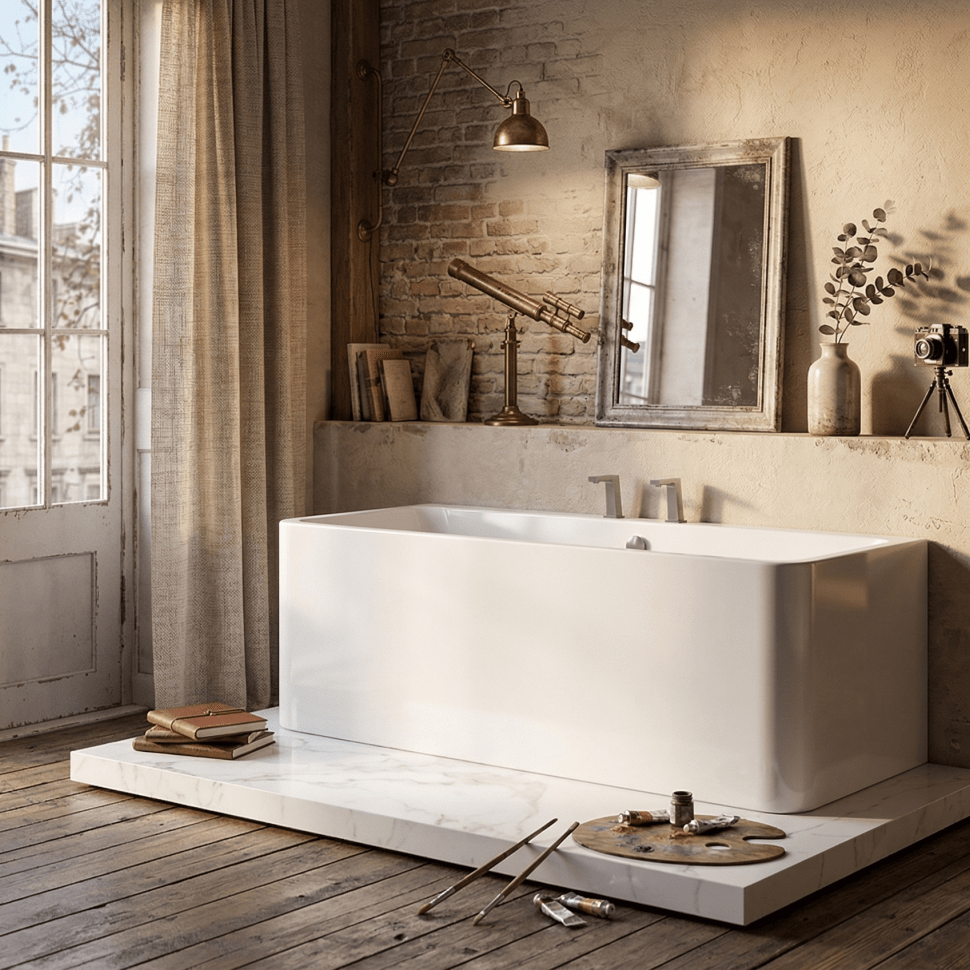 Charlotte Edwards Stratford Rectangular Freestanding Bathtub in Gloss White