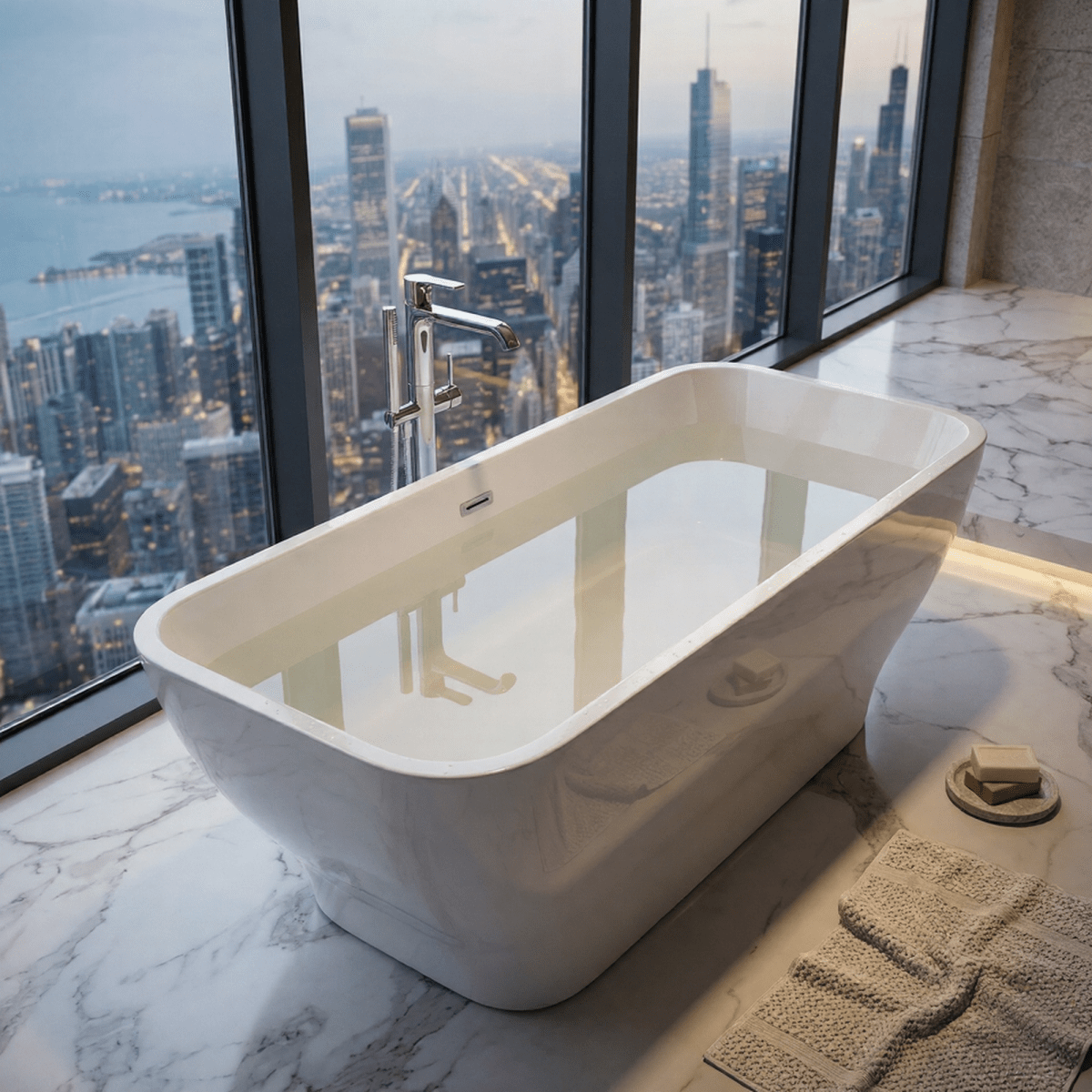 Charlotte Edwards Thebe Rectangular Freestanding Bathtub in Gloss White