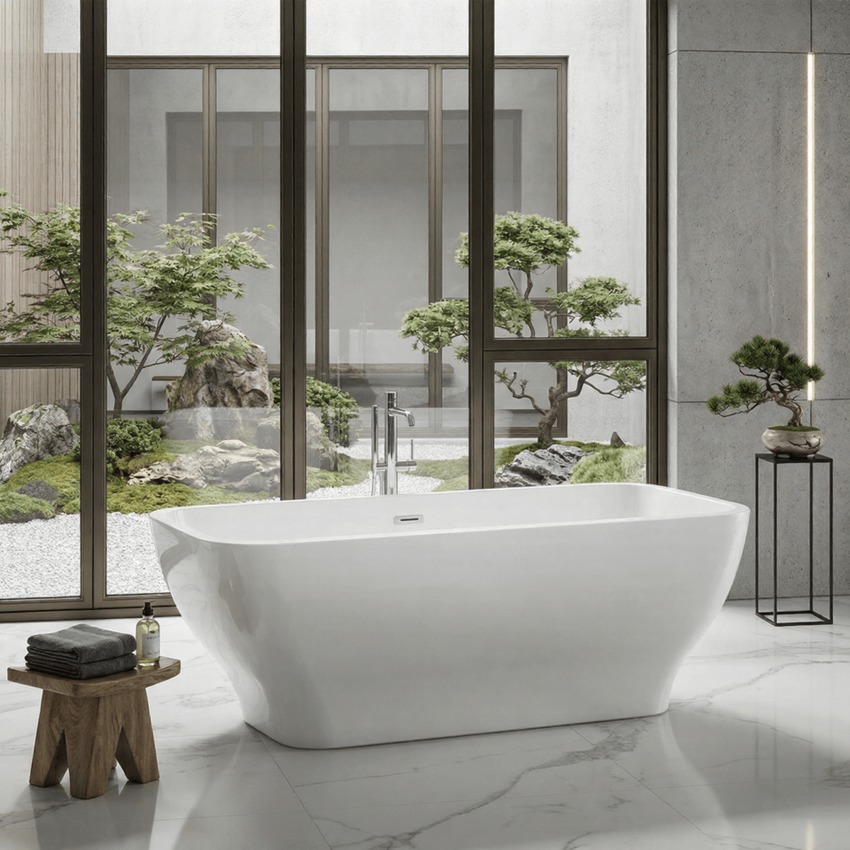 Charlotte Edwards Thebe Rectangular Freestanding Bathtub in Gloss White