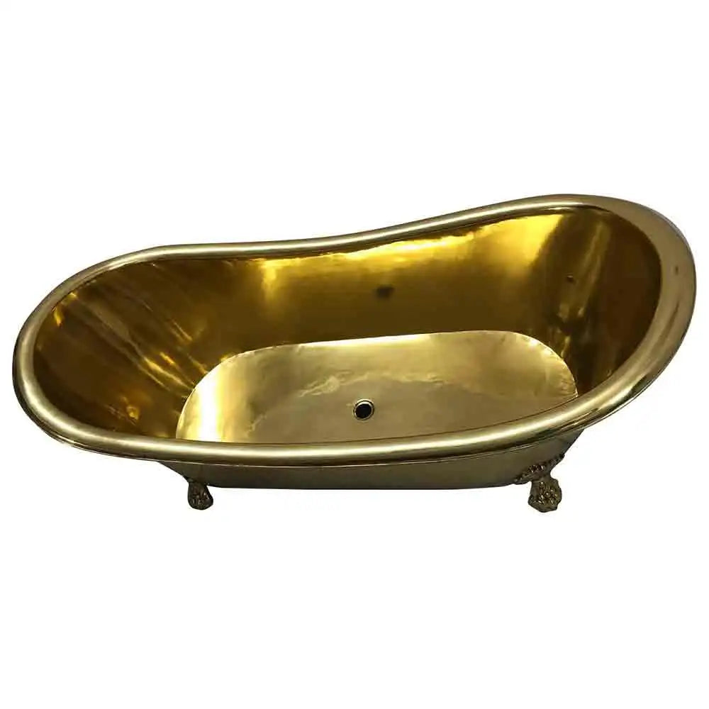Coppersmith Creations Brass Golden Polish Freestanding Bath Tub Traditional Clawfoot