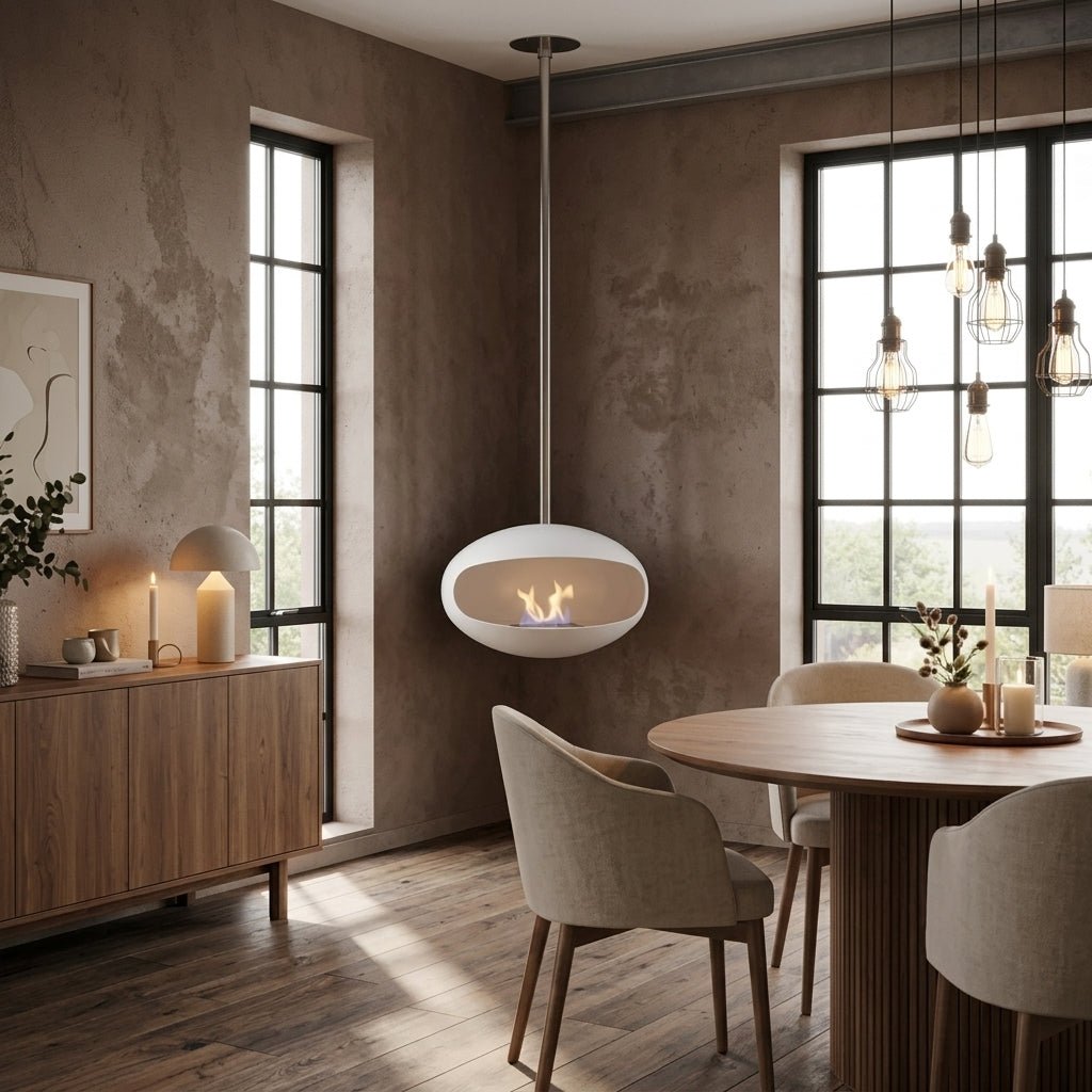 Cocoon Fires Aeris Ceiling-Mounted Bioethanol Fireplace in 182.5H x 60W x 60D cm