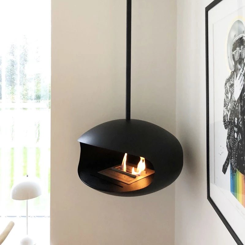 Cocoon Fires Aeris Ceiling-Mounted Bioethanol Fireplace in 238H x 60W x 60D cm