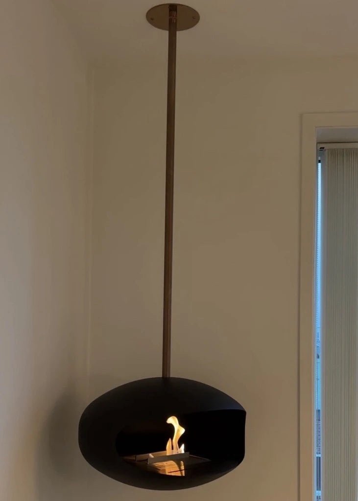 Cocoon Fires Aeris Ceiling-Mounted Bioethanol Fireplace in 238H x 60W x 60D cm