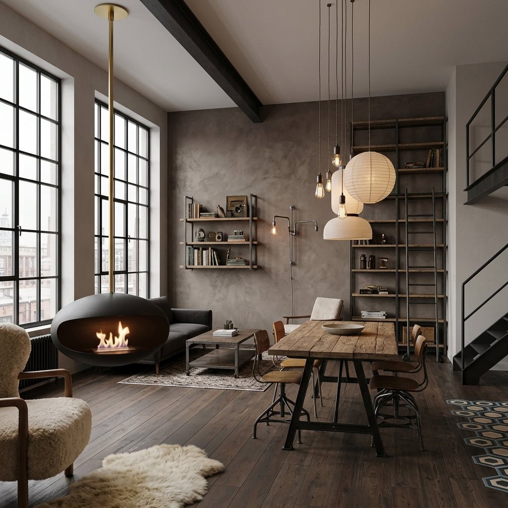 Cocoon Fires Ceiling-Mounted Bioethanol Fireplace in 238H x 60W x 60D cm