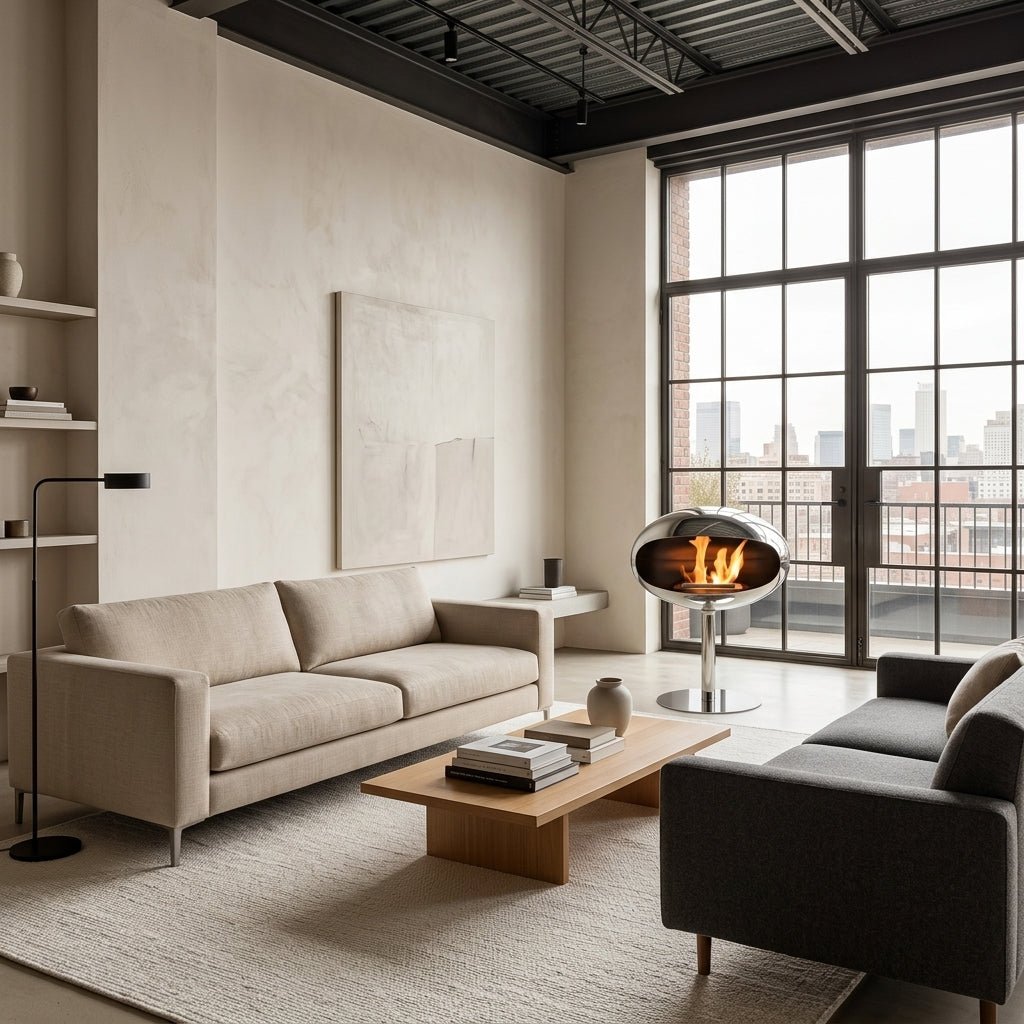 Cocoon Fires Cocoon Freestanding Bioethanol Fireplace on Pedestal in 74H x 60W x 60D cm