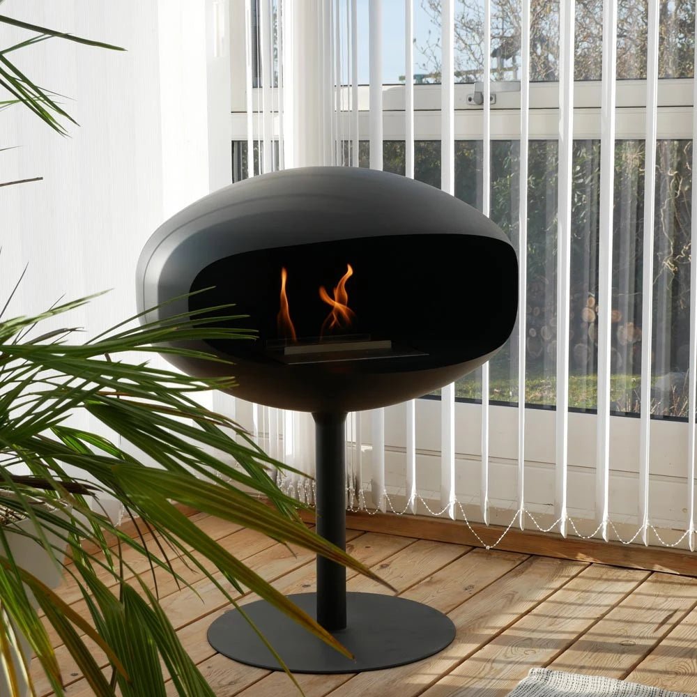 Cocoon Fires Cocoon Freestanding Bioethanol Fireplace on Pedestal in 74H x 60W x 60D cm