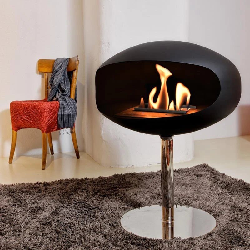 Cocoon Fires Cocoon Freestanding Bioethanol Fireplace on Pedestal in 74H x 60W x 60D cm
