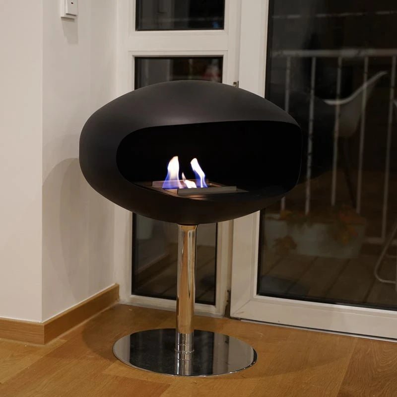 Cocoon Fires Cocoon Freestanding Bioethanol Fireplace on Pedestal in 74H x 60W x 60D cm