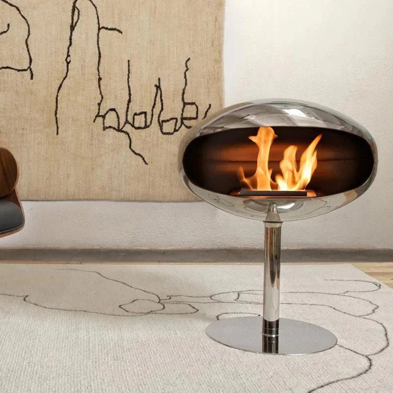 Cocoon Fires Cocoon Freestanding Bioethanol Fireplace on Pedestal in 74H x 60W x 60D cm